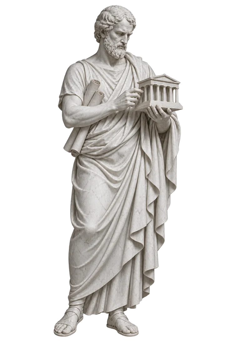 White marble sculpture of Vitruvius