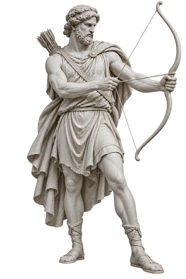 White marble sculpture of Odysseus