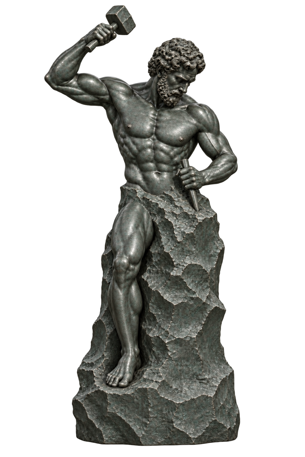 Dark bronze sculpture of The self-made man
