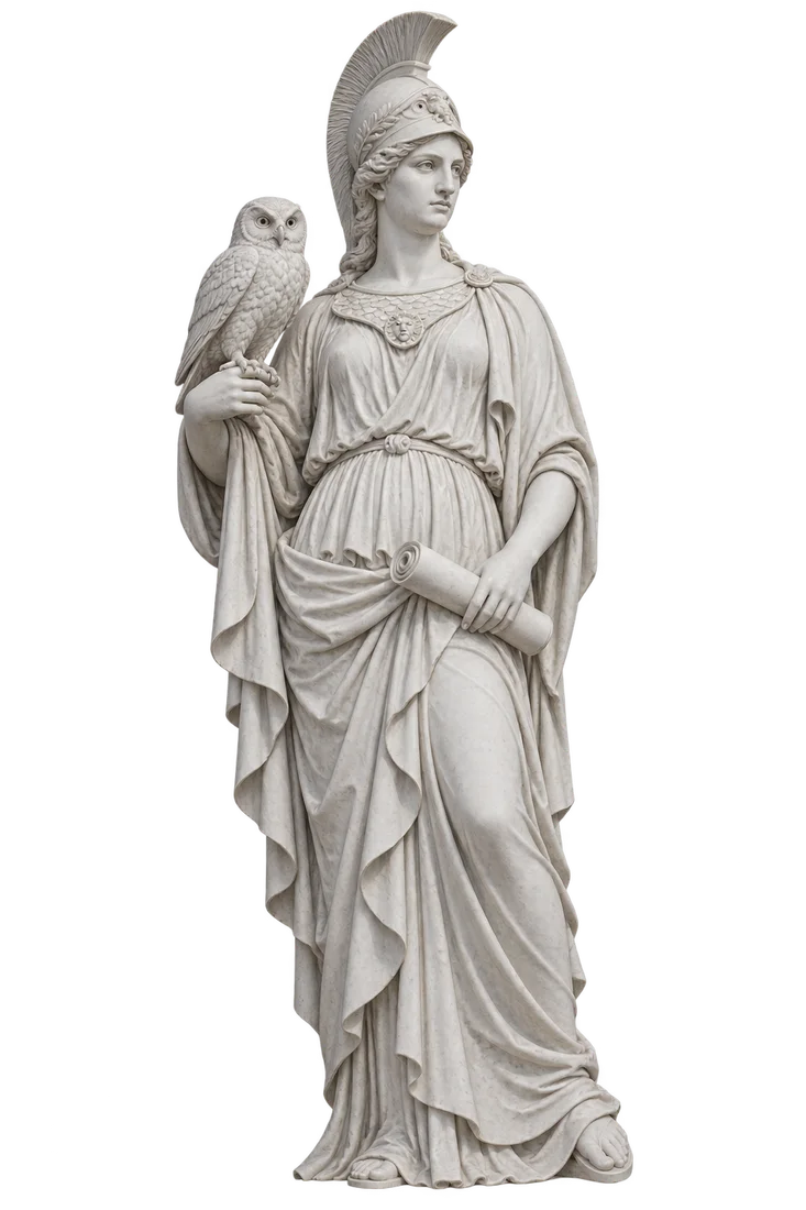 White marble sculpture of Athena